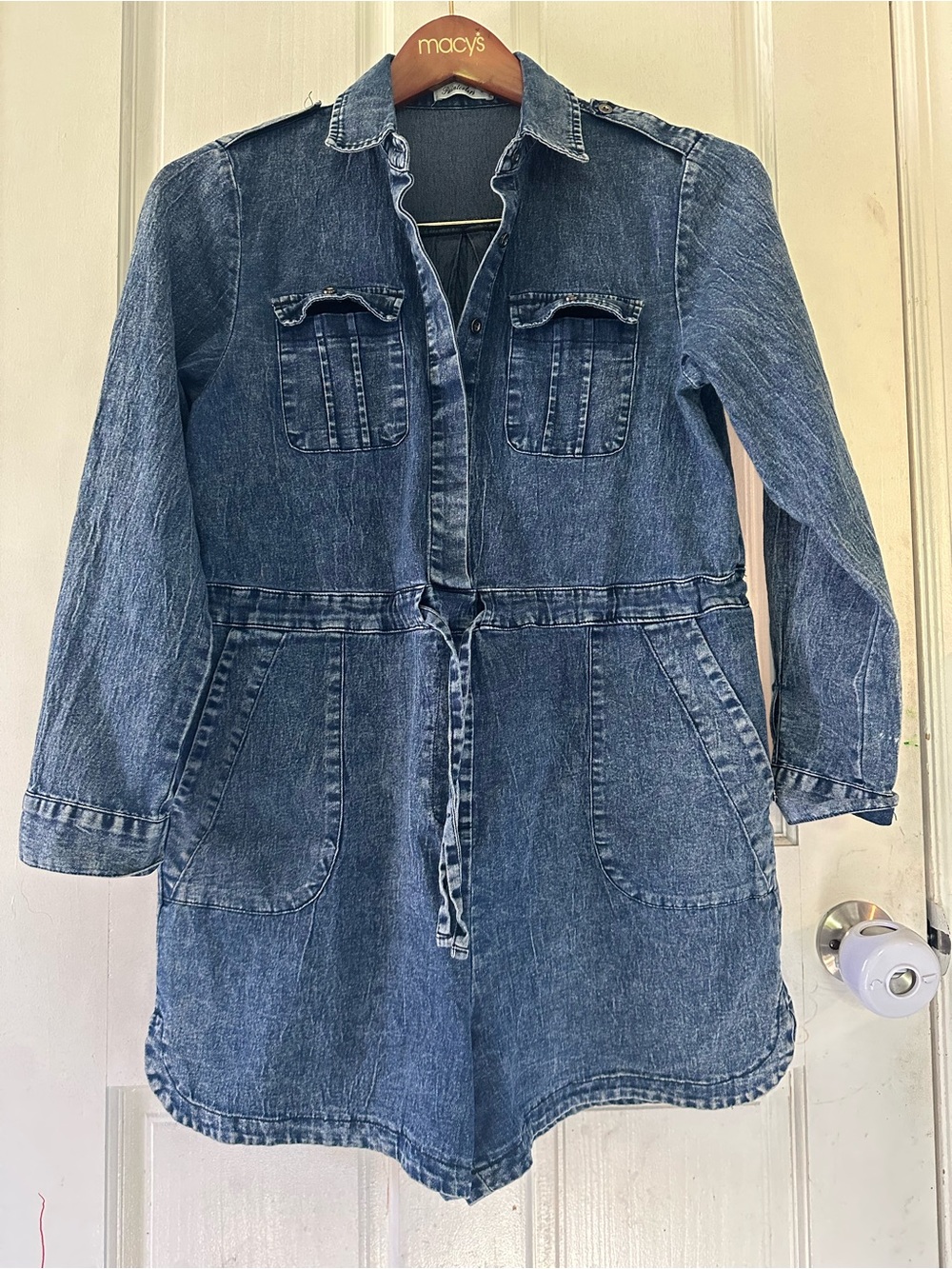 Paintcolors Denim Tie-Waist Romper
